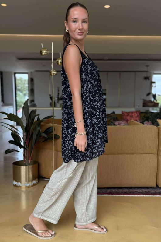 Made in Italy Camellia Crochet Cami Black